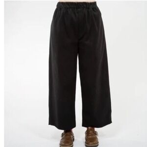 Emiko Studios Women's Sana Black Wide Leg Elastic Waist Trousers Pants- XS